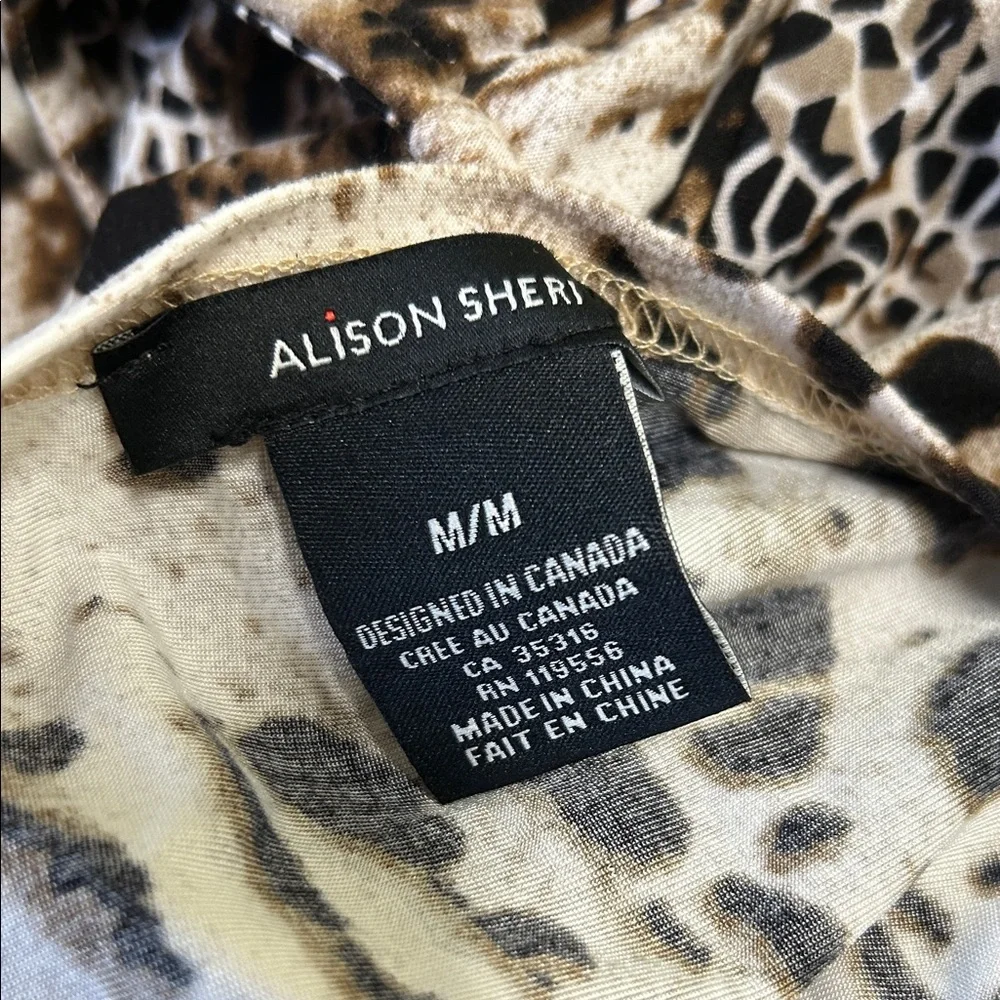 Alison Sheri Brown Animal Print V-Neck Beaded Maxi Dress - Size M - Picture 6 of 6